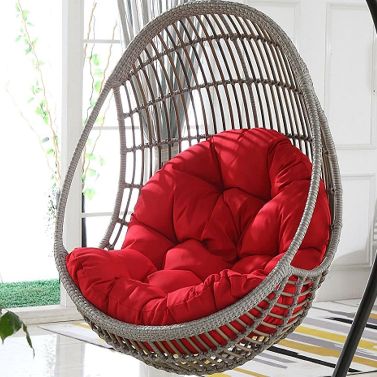 Rood Eierstoel Kussen voor Buiten - Extra Dik Hangmat Stoel Kussen - 90 x 120 cm