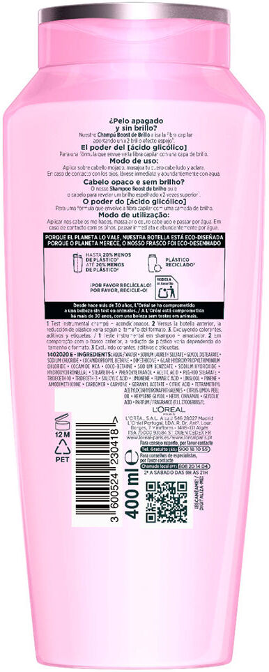 L'Oréal París Shampooing Elvive Glycolic Gloss 400 ml