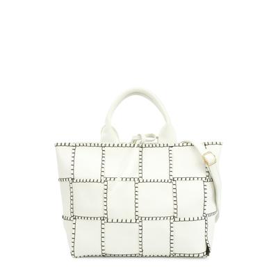 Henkeltasche HARPA "UMA", Damen, Gr. B/H/T: 45cm x 30cm x 45cm, weiß, Lederimitat, kariert, mehrfarbig, Taschen, mit geschmackvoller Steppung