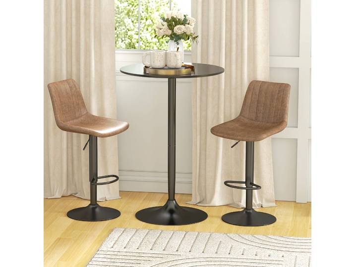 HOMCOM Table Bar Ronde Moderne Ø70x102cm MDF Noir Acier