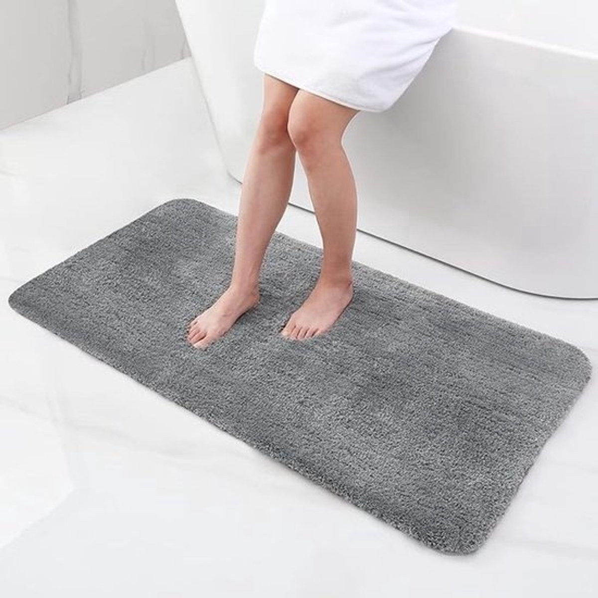 Zachte hoogpolige badmat met antislip onderkant - 60 x 120 cm
