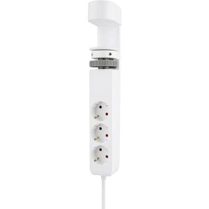 Neomounts Tischsteckdose mit 1,4 m Schuko Kabel, klemmbar, mit Schalter, weiß, 3-fach, USB-A & USB-C