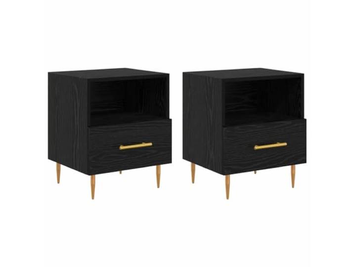 LKJephalotrop Nachttisch 2er Set Schwarz 40x35x47,5 cm Holzwerkstoff Modernes 2er Set Beistelltische mit Schublade und Metallbeinen für das Schlafzimmer. Stabiler Stauraum im Vintage Design.