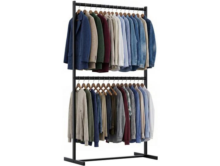 CLP Kleiderständer -Metall, Schwarz, 100x185x50 cm, Garderobe, Garderobenständer
