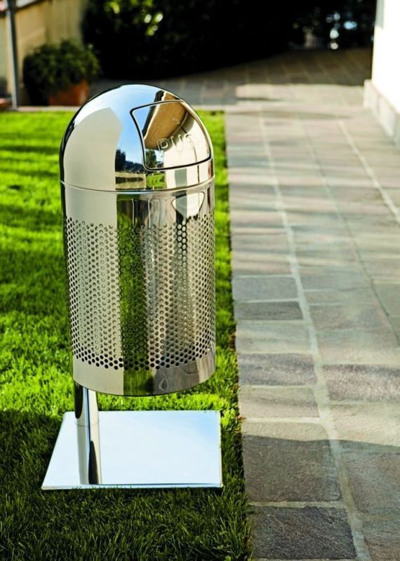 Graepel High Tech Indoor oder Outdoor Abfalleimer Outpush Maxi P aus Edelstahl