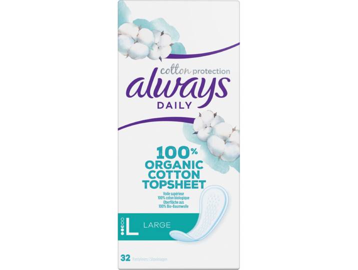 Always Dailies katoenen bescherming, grote inlegkruisjes, 32 stuks