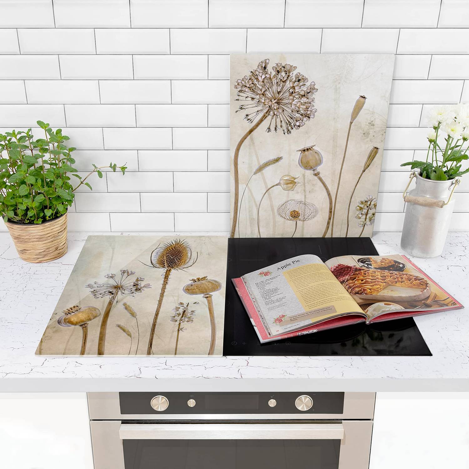 home24 Fornuisafdekplaat Growing Old, beige en multicolor, B: 80 cm, D: 52 cm
