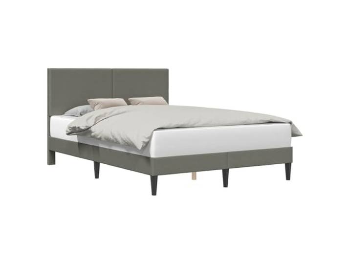 PUGYNBK Bettgestell Hellgrau 140 x 190 cm Cordstoff Feste Lattenrost, robustes Sperrholz, konische Beine, einfache Reinigung