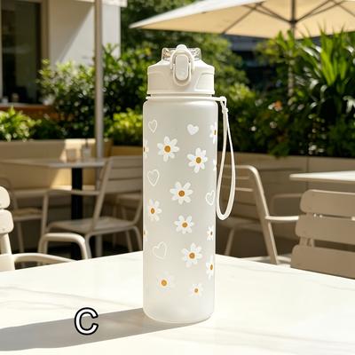 Universal Stock Daisy Straw Water Bottle For Travel, Camping & Everyday Hydrations c