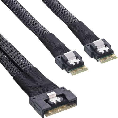 InLine Slim SAS-kabel SFF-8654 8i naar 2x SFF-8654 4i, 1 m, 27649C