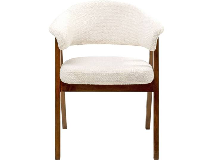 Chaise avec accoudoirs en polyester tressé crème
