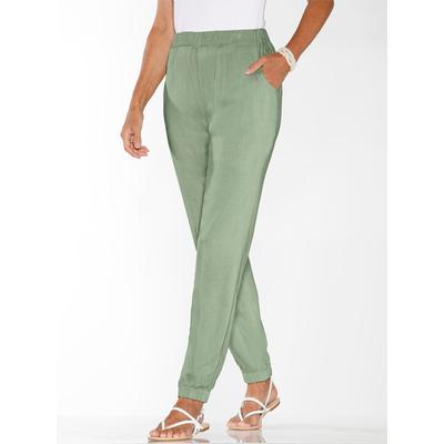 Haremshose CLASSIC BASICS, Damen, Gr. 50, Normalgrößen, grün (eucalyptus), 100% Viskose, unifarben, lang, Hosen Haremshose