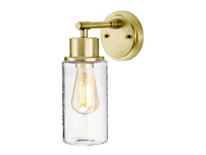 Elstead Lighting Badezimmer-Wandleuchte Bath-Morvah 1, Messingfarben, Metall, Glas, 18.9x12x30 cm, RoHS, Lampen & Leuchten, Innenbeleuchtung, Wandleuchten, Spiegelleuchten