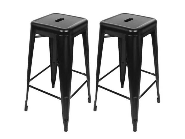 Lot de 2 Tabourets de bar JEOBEST Noir style minimaliste Conception empilable