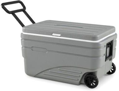 Costway 103 Quart Outdoor Portable Wheeled Ice Cooler with Foldable Pull and Carry Handles-Gray
