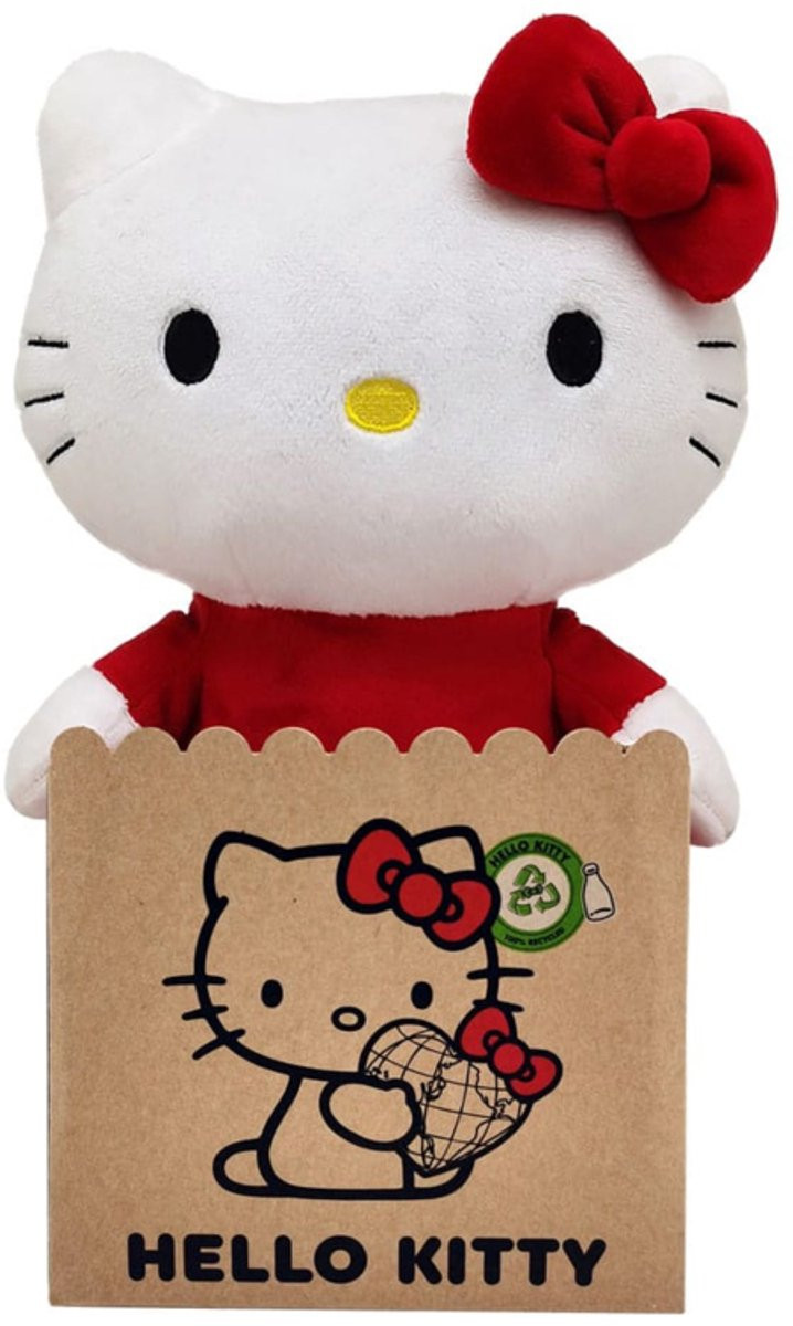 Joy Toy Sanrio Hello Kitty knuffel met rode jurk, 24 cm