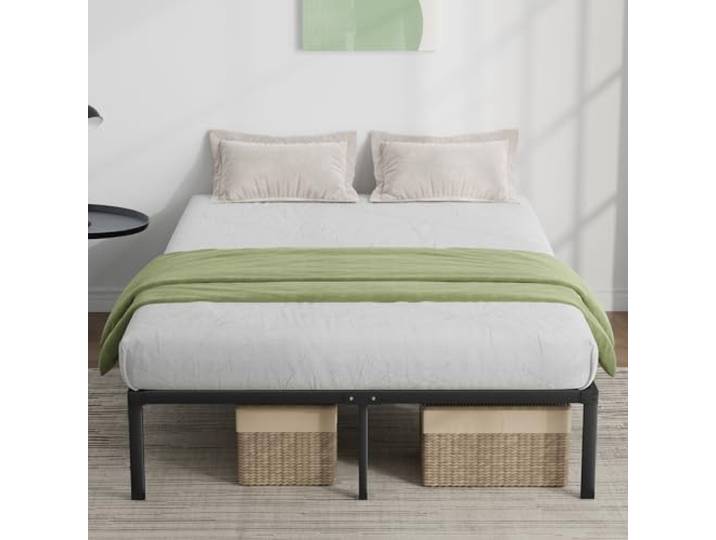 Novilla Bettgestell 140 x 190 cm, Metallbett mit Metall Lattenrosrt, Bettgestelle 30,5cm Höhe, Leichte Monrtaghe und Stauraum unter dem Bett, Schwarz