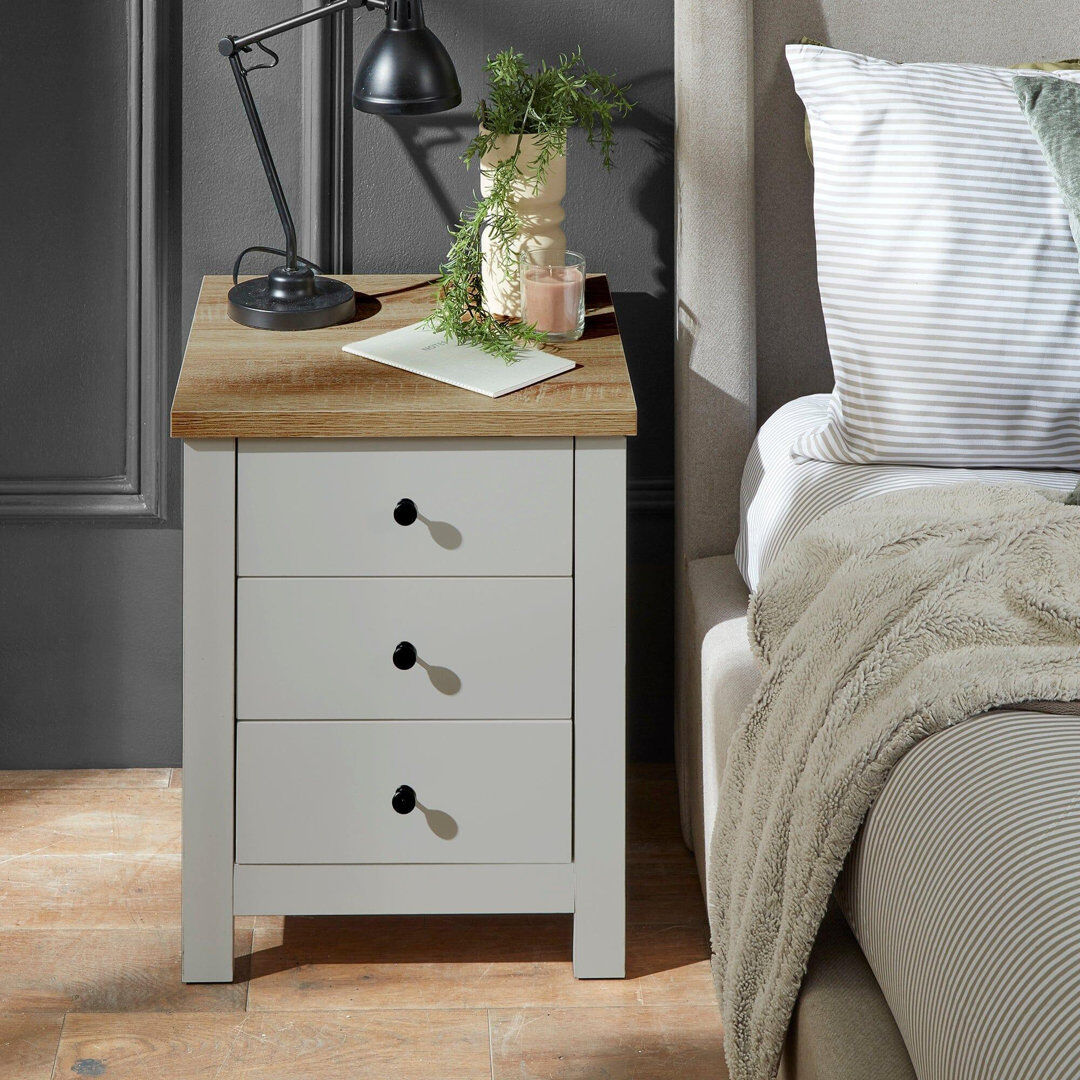 17 Stories Maryhannah Bedside Table Grey 56cm H X 45cm W X 45cm D