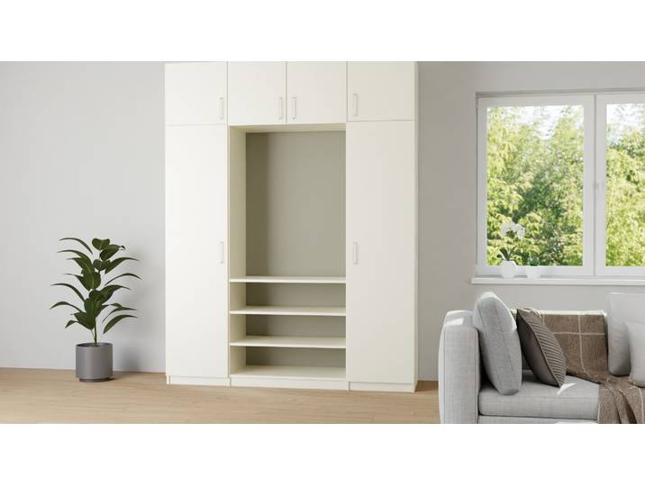 Geräumiger Garderobenschrank nach Maß Premium Dekore Creme