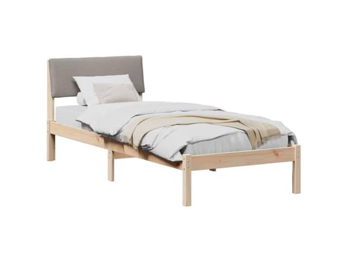KTHLBRH Bettgestell aus Kiefernholz, 75 x 190 cm, mit Kopfteil Plattform, gepolstert, quadratische Beine, ohne Netz, einfache Reinigung