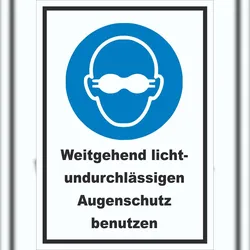 HB-Druck Weitgehend lichtundurchlässigen Augenschutz benutzen Schild A0 (841x1189mm)
