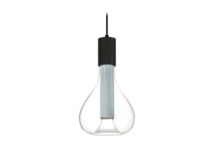 LZF LUZIFER lampe à suspension ERIS diffuseur noir (Bleu Marine - Vernis à bois)