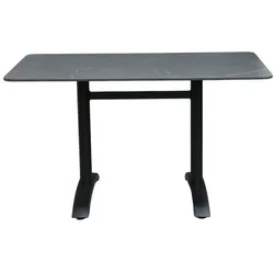 Outdoor-Bistrotisch Nonti Duo, Gestell schwarz mit eckiger Tischplatte Dekor schwarzer Marmor