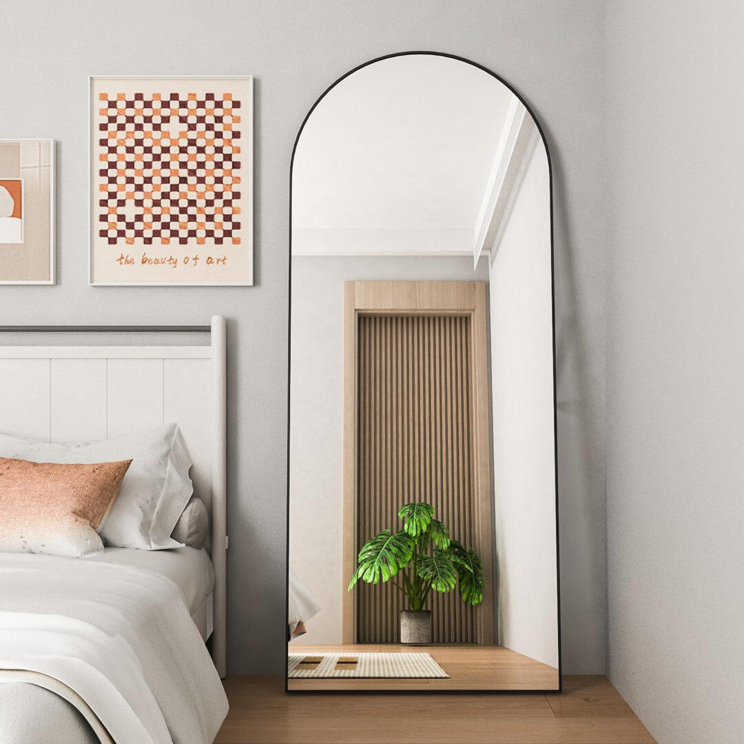Metro Carlyann Aluminium Framed Freestanding Full Length Mirror Black 165 cm H × 60 cm W