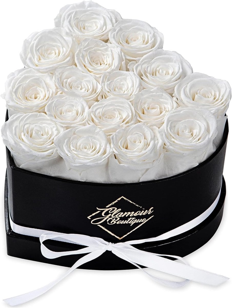16 Geconserveerde Witte Rozen - Eeuwige Bloemen