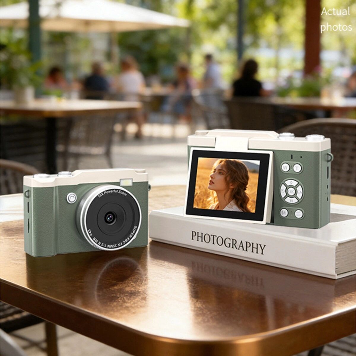 INF Kompakte 4K Digitalkamera mit 2.4-inch IPS Flip-Bildschirm, 16x Digitalzoom, LED-Aufhelllicht und Type-C-Ladeanschluss Grün