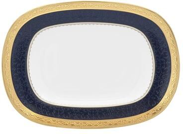 "Noritake Odessa Cobalt Gold Butter/Relish Tray, 8.25"""