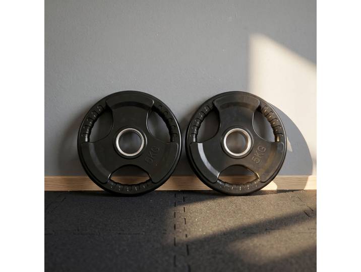 SPORTNOW Disques 2x5kg Caoutchouc Noir Ø50mm 3 Poignées