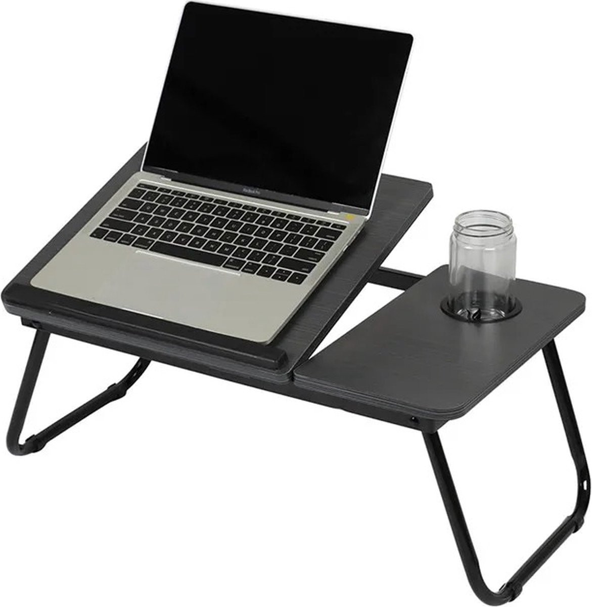 MensStore Opvouwbare Laptoptafel met Bekerhouder en 5 Verstelbare Standen - Zwart
