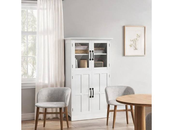 Servers and Sideboards and featuring Blanc Bois Buffet de cuisine blanc MDF 2 portes vitrées and 23.6 x 11.8 x 43.5 in
