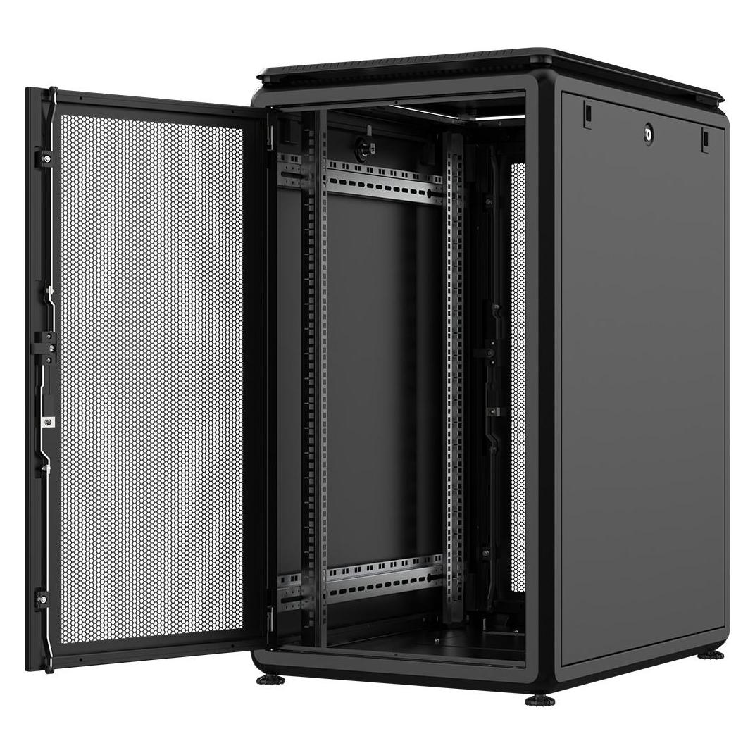 Rockstable 20HE 19 Zoll 600x800x1050mm (BxTxH) Serverschrank | Netzwerkschrank perforierte Tür (20 HE, 19 Zoll Rack) (RSPL19-6820PP)