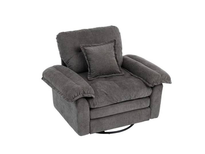 Grand Fauteuil bergère capitonné - Fauteuil scandinave - pivotant - métal et chenille - 116x84x96 - gris