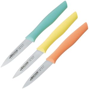 Arcos Gemüsemesser Nova 859800, Set, 8,5 cm Edelstahlklinge, Kunststoffgriff, 3 Stück