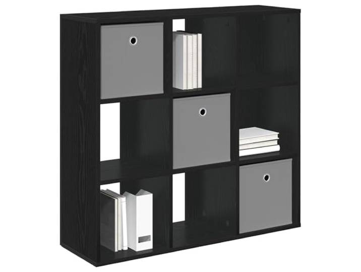 KTHLBRH Sideboard Eiche schwarz 88,5 x 29 x 84,5 cm 3 Schubladen Holztechnik, versenkte Griffe, verstellbare Einlegeböden, vielseitige Nutzung im Wohnzimmer