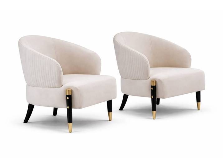 JVmoebel Sessel Gepolsterte Stoffstühle Esszimmer Gastro Beige Sofort