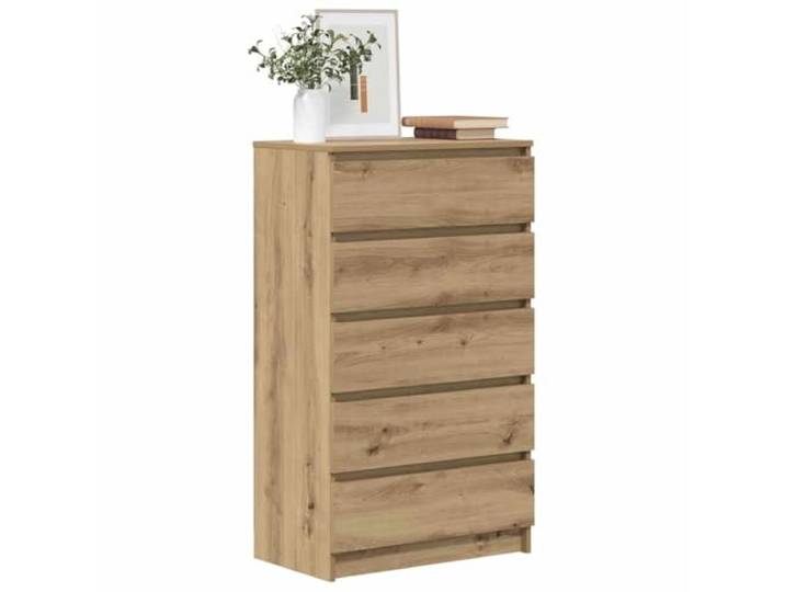 KTHLBRH Kommode Eiche Handwerk 60 x 36 x 103 cm Spanplatte 5 große Schubladen, robuste Platte, leicht zu reinigen, inklusive Wandbefestigung
