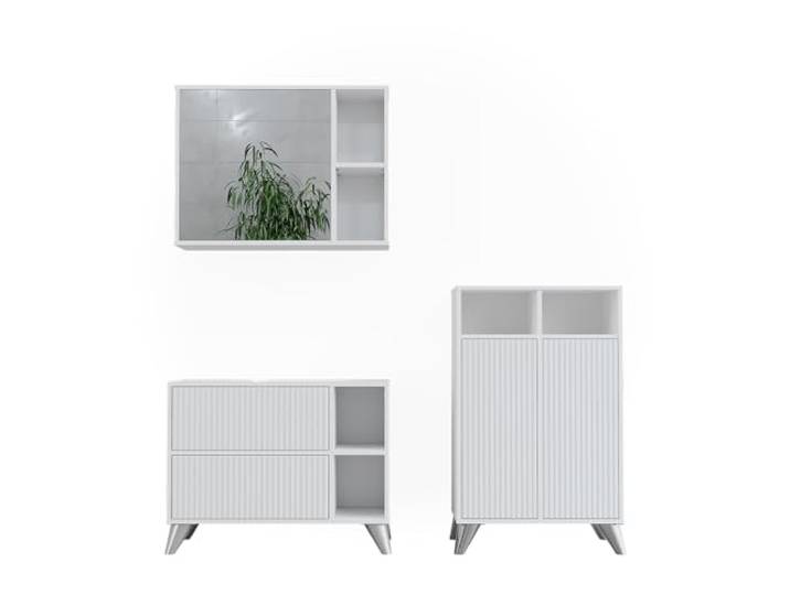 Vicco Badmöbel-Set Leano, Weiß 80 cm