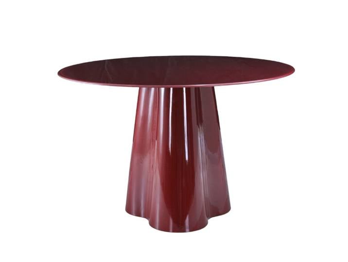 Table repas D120 en verre rouge brillant