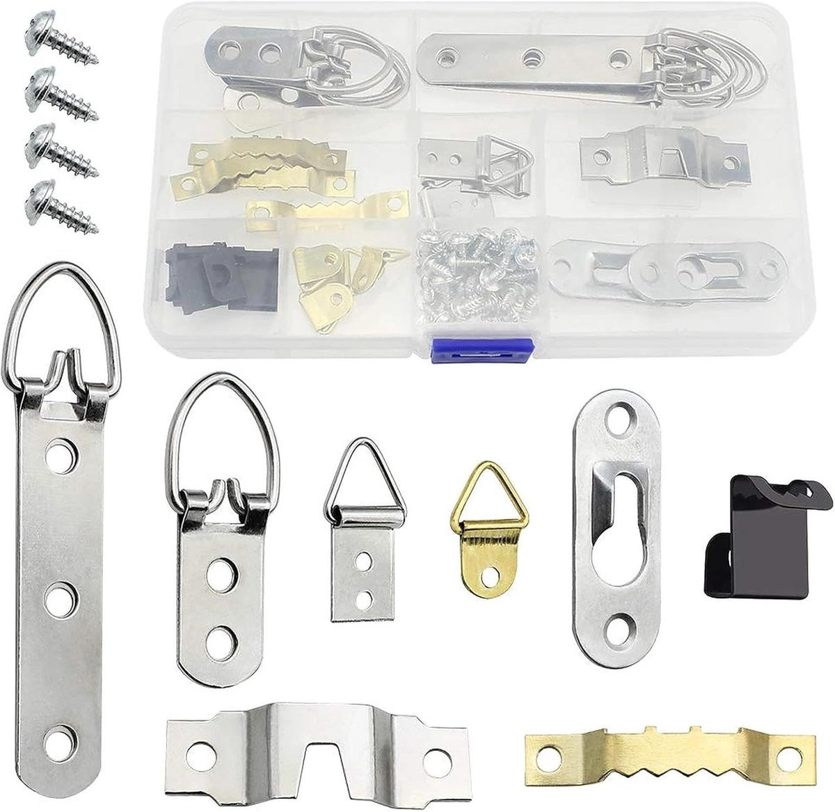 SnelShoppen Picture Frame Hanging Set 92 stuks - Metaal - 8 types foto haken met schroeven