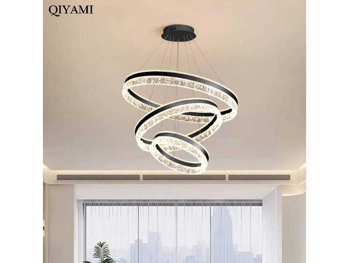 Lumière de luxe diamant cristal Surface LED lustre anneau multicouche lustre salon salle à manger décoration de la maison éclairage