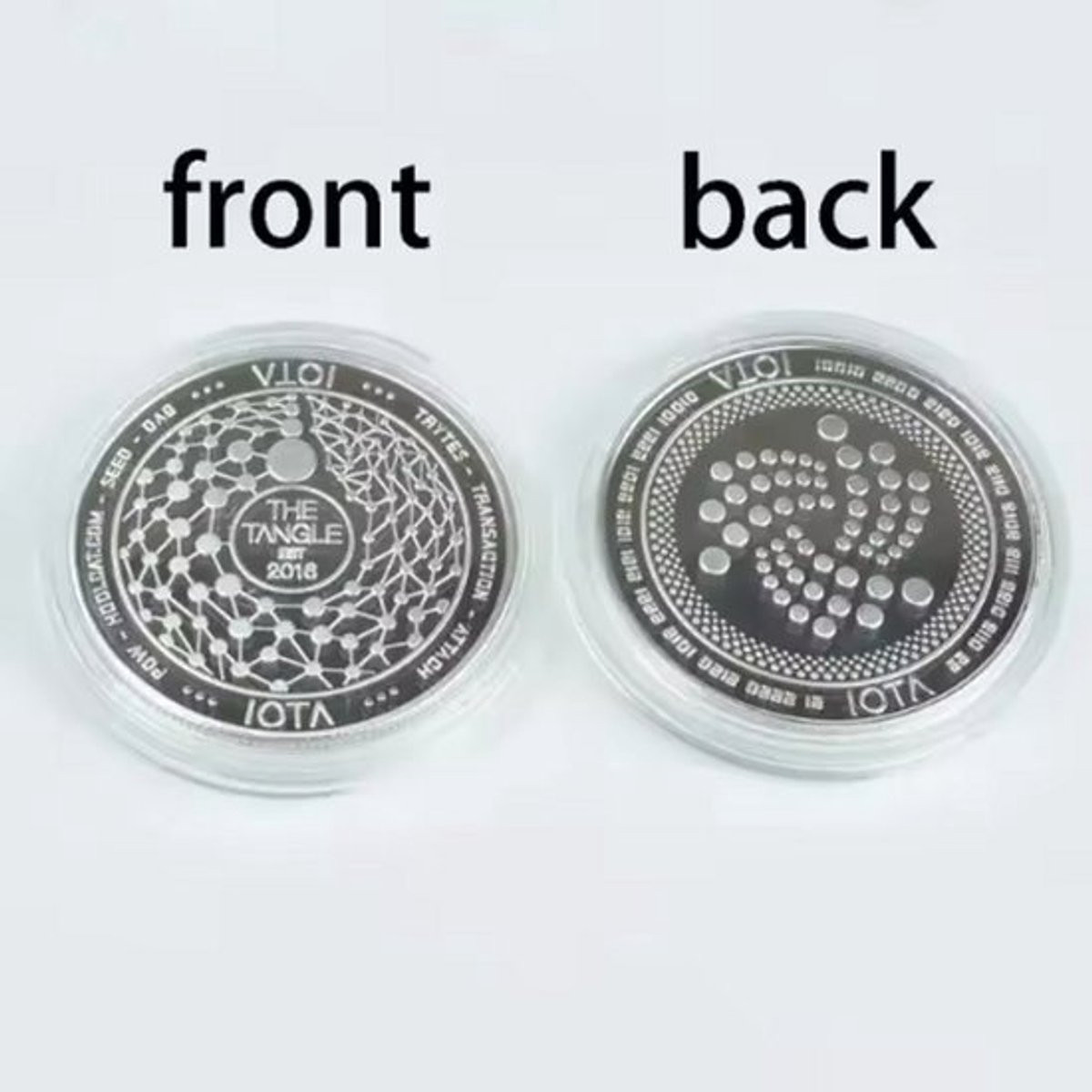 New Age Devi Iota Cryptomunt Souvenir Munt Zilverkleurig RVS
