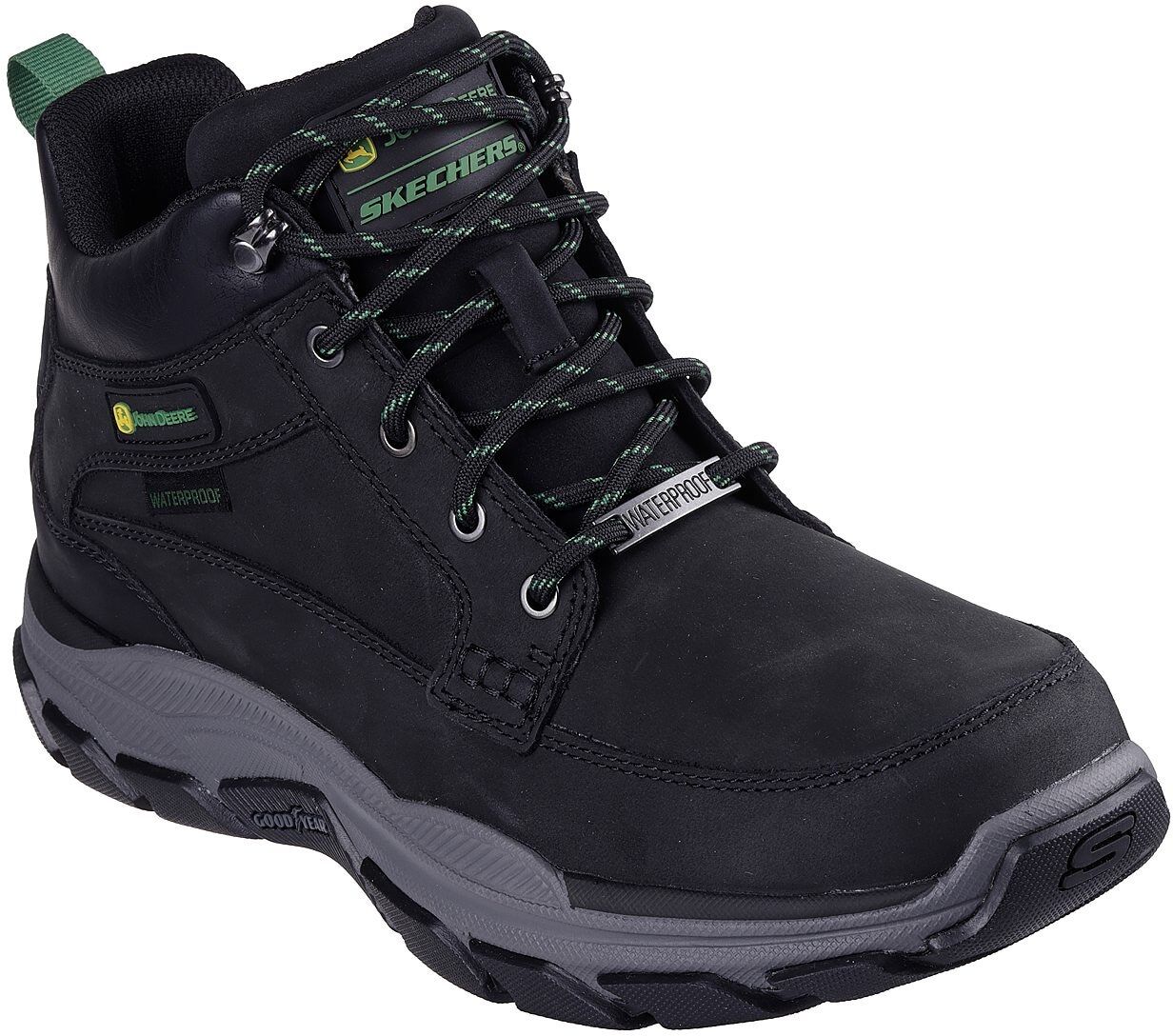 Schnürstiefel SKECHERS "RESPECTED JOHN DEERE-LANDIN", Herren, Gr. 41, Textil, schwarz, Leder, Schuhe Schnürstiefel, Boots mit John Deere Collaboration
