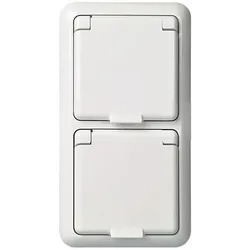 Elso 235414 Steckdose 2-fach komplett 16A FASHION IP44 Schraubklemme reinweiß