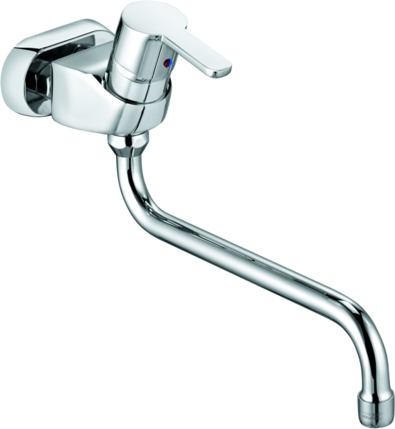 Kludi Logo Neo Küchenarmatur 379140575 Wand Armatur, chrom, mit schwenkbarem Gussauslauf