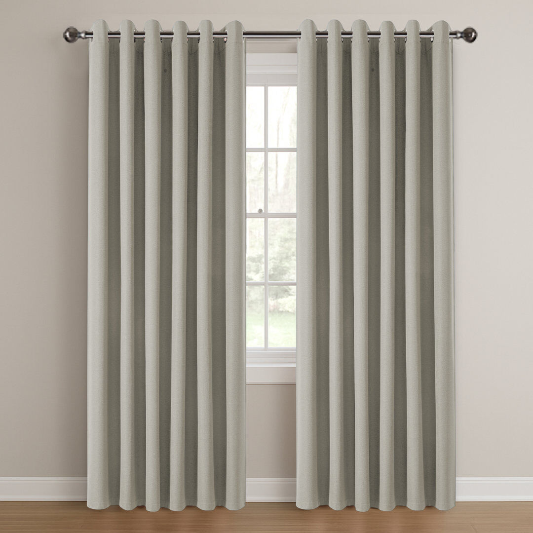 17 Stories Linen 100% Blackout Eyelet Curtain for Bedroom Mink 168cm Width x 183cm Drop