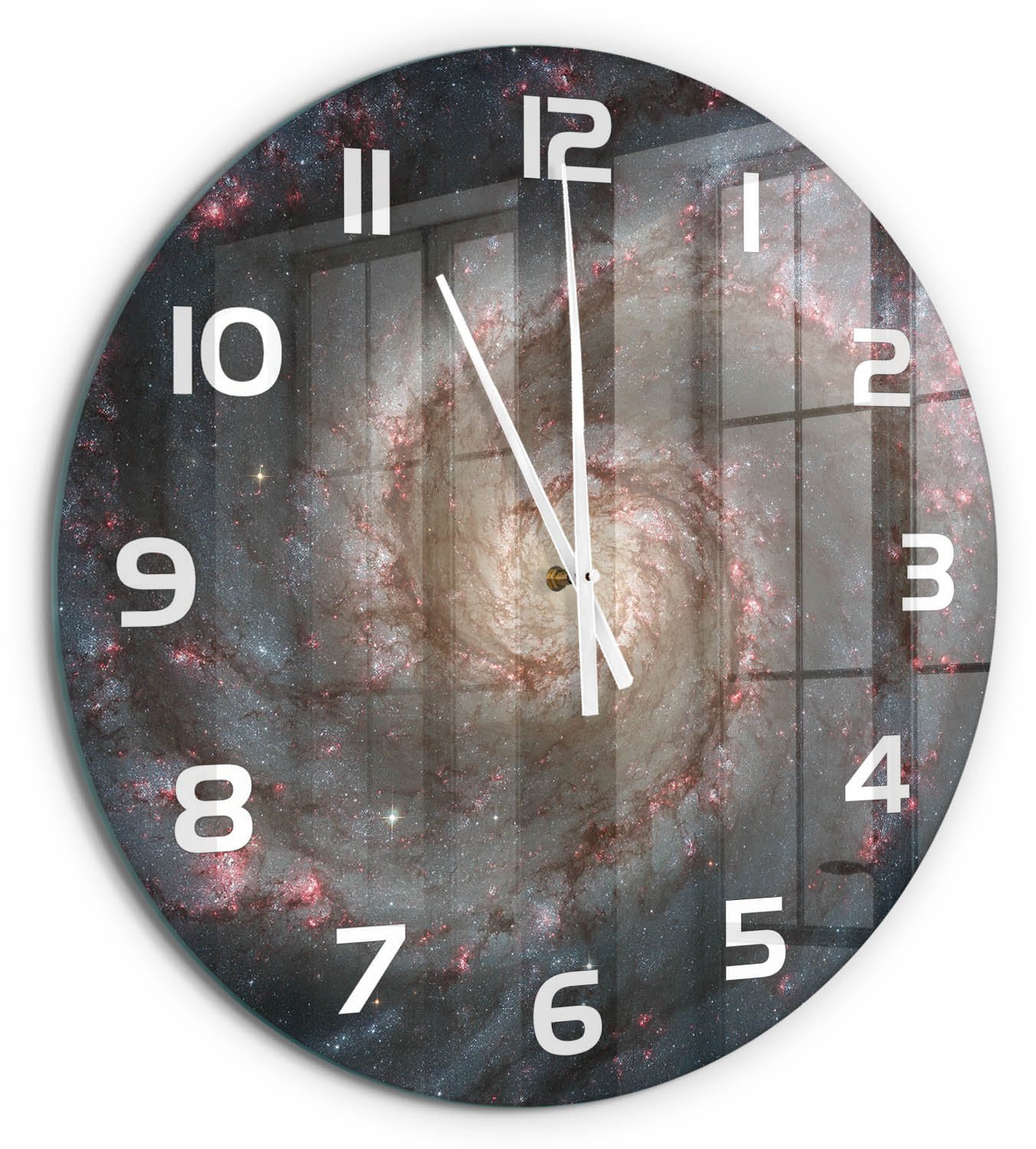 Tulup Wandklok Mist Glazen Design - Zwart - Diameter: 60 cm